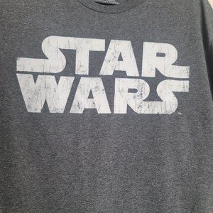 Distressed Gray White STAR WARS Size L Cotton Poly T Shirt